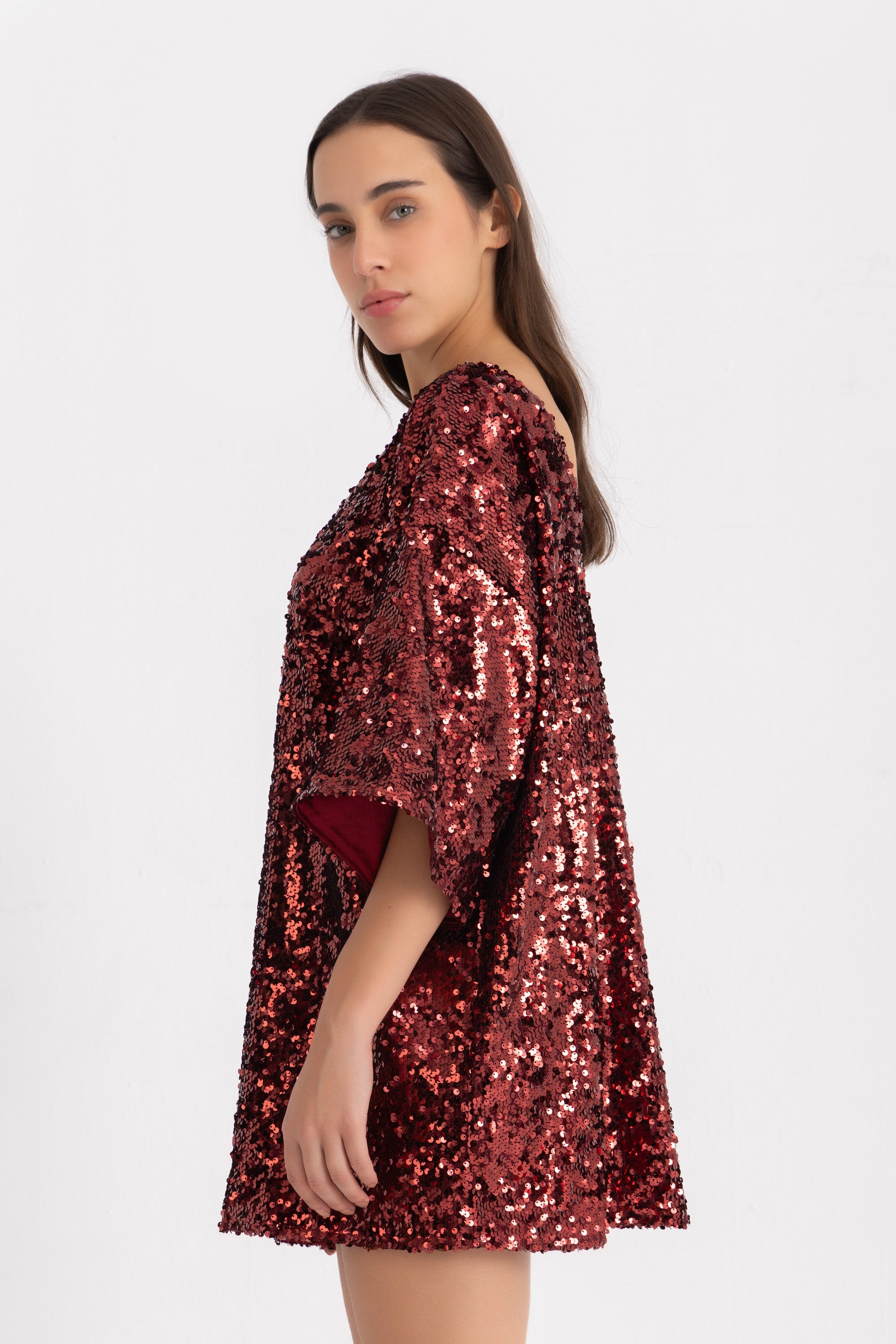 Titi T-shirt Dress - Wine Sequin