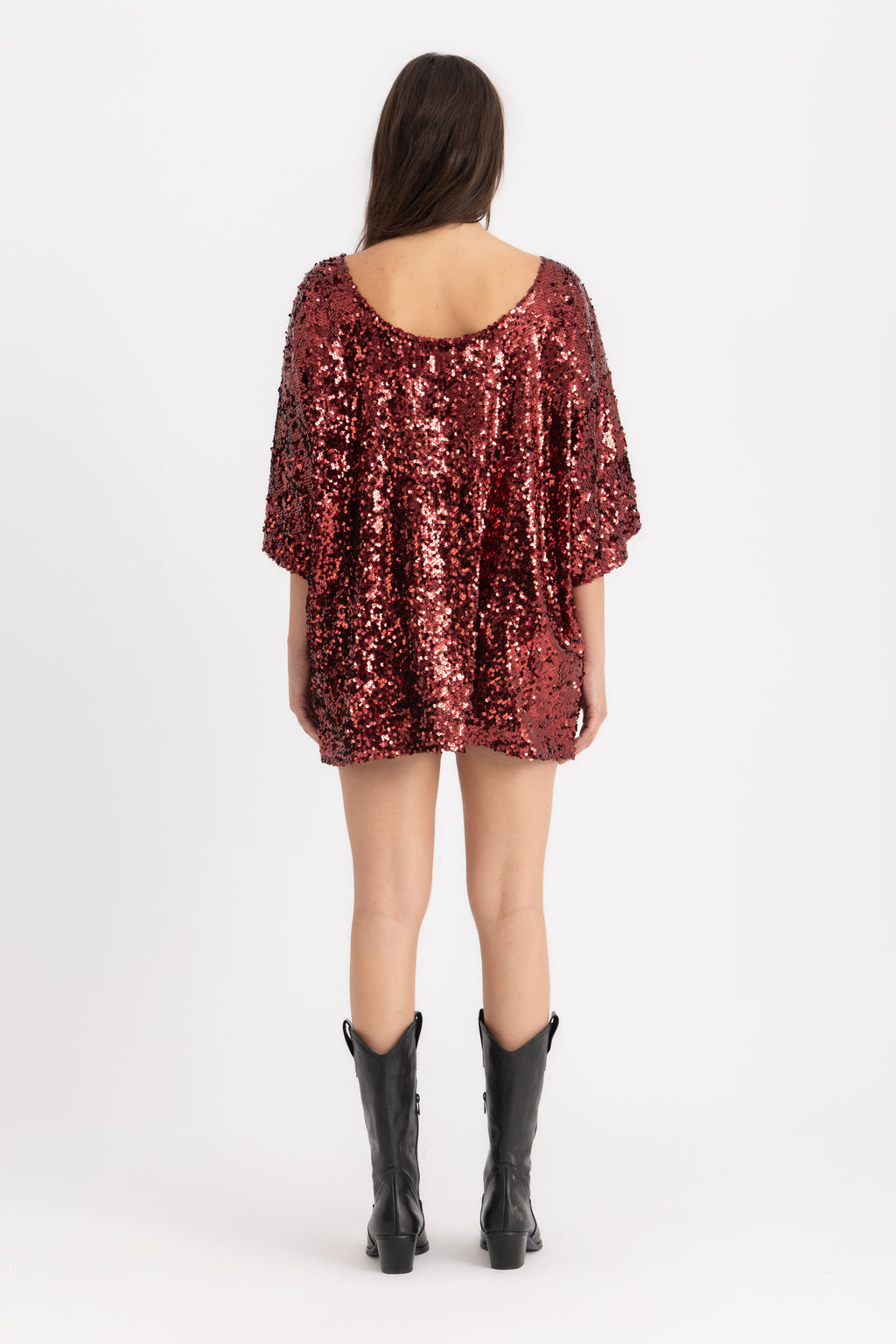 Titi T-shirt Dress - Wine Sequin
