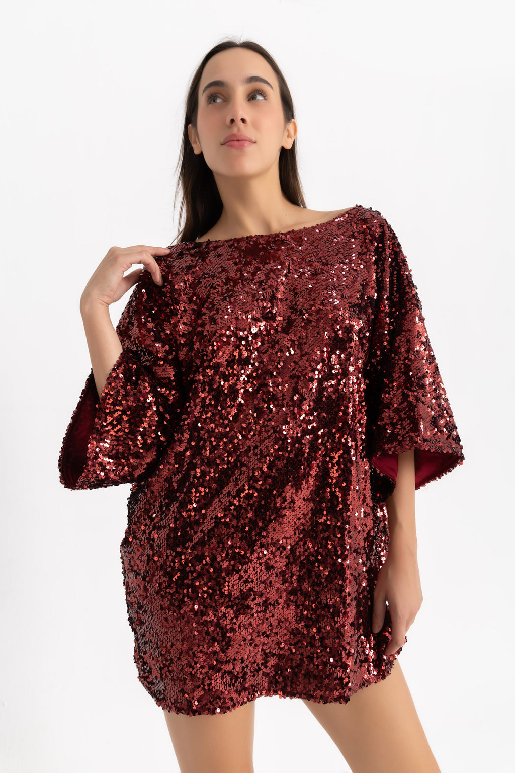 Titi T-shirt Dress - Wine Sequin