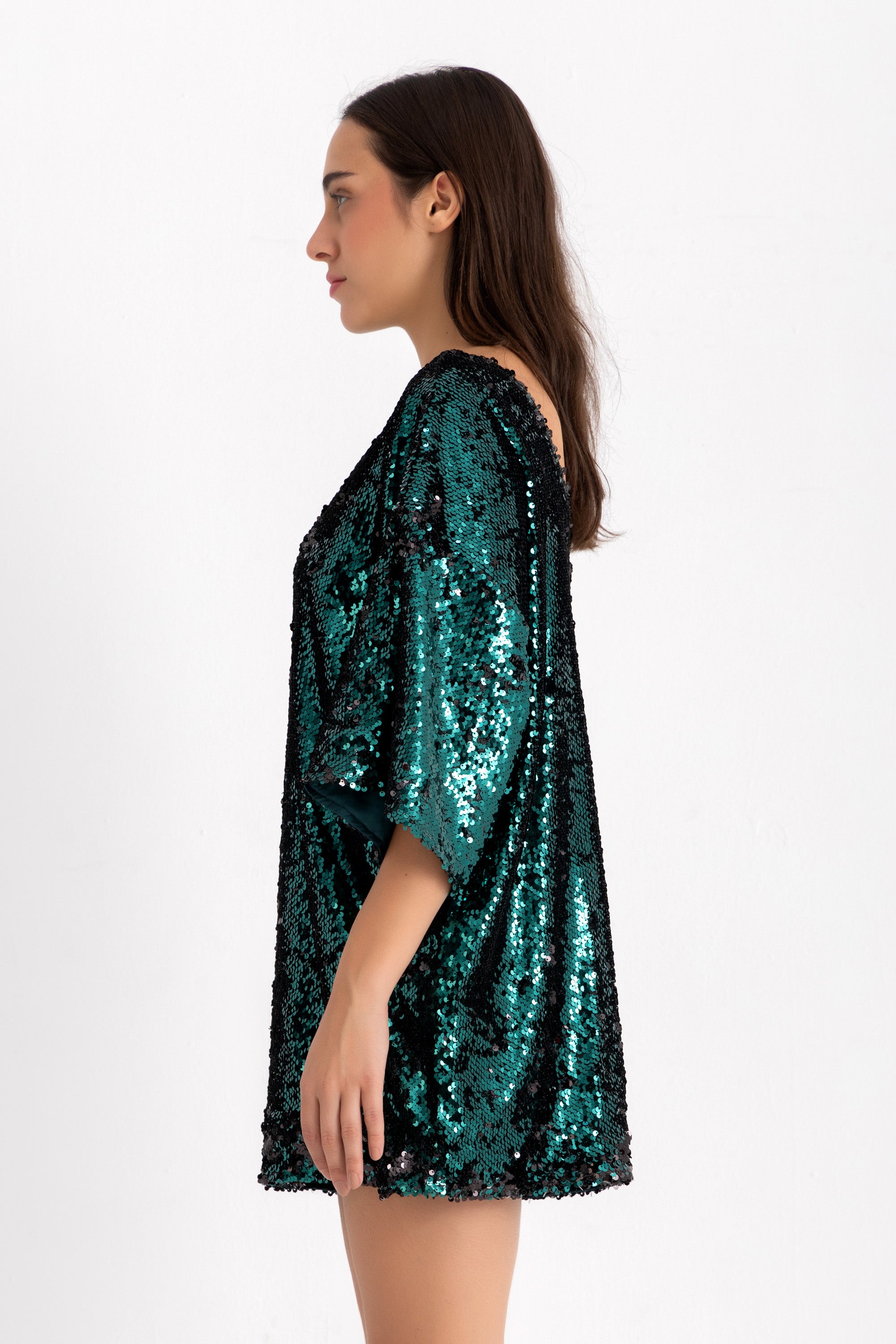 Titi T-shirt Dress - Green Sequin