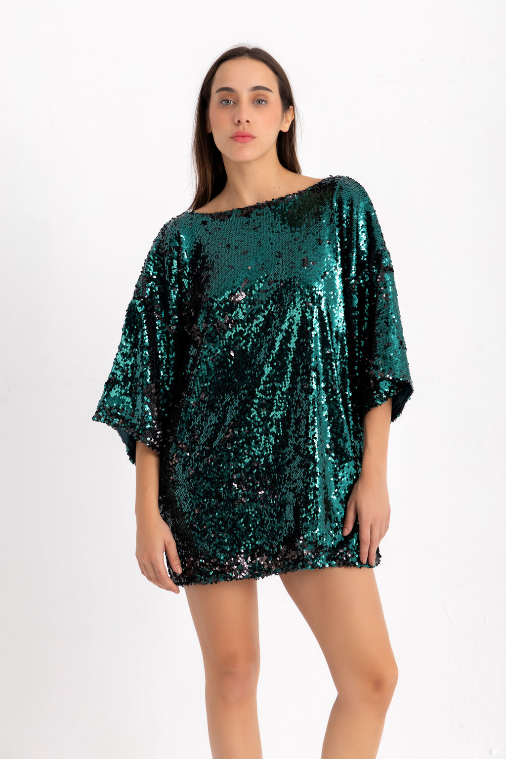 Titi T-shirt Dress - Green Sequin