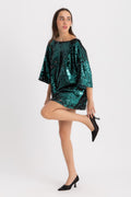 Titi T-shirt Dress - Green Sequin