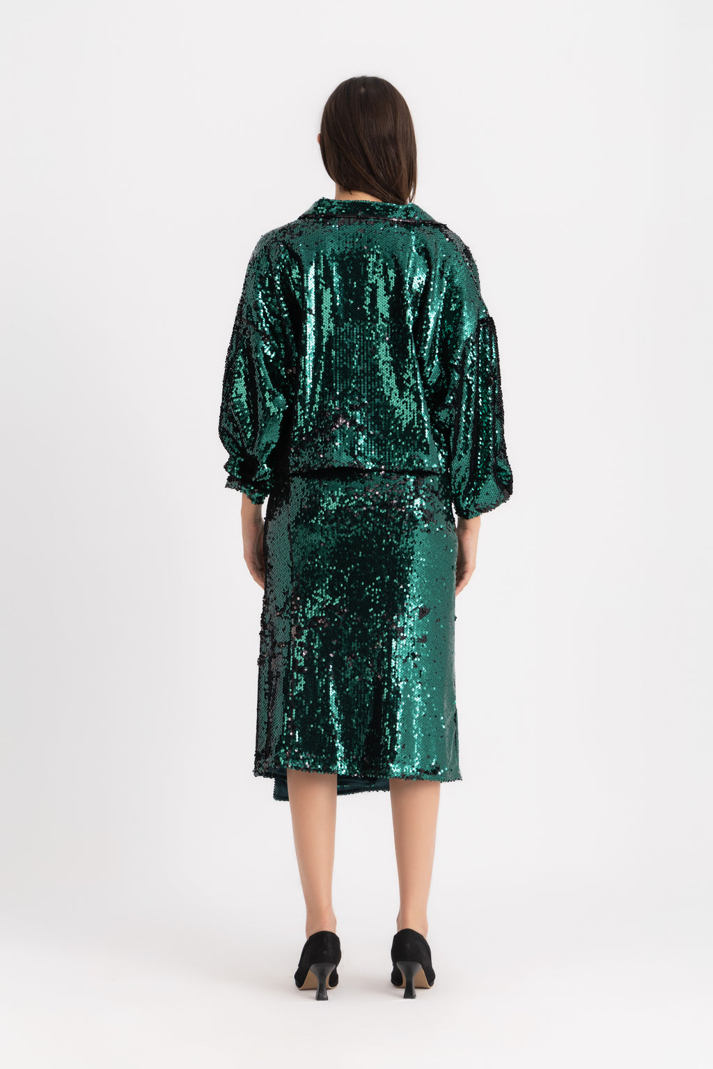 Maya Wrapped Skirt - Green Sequin