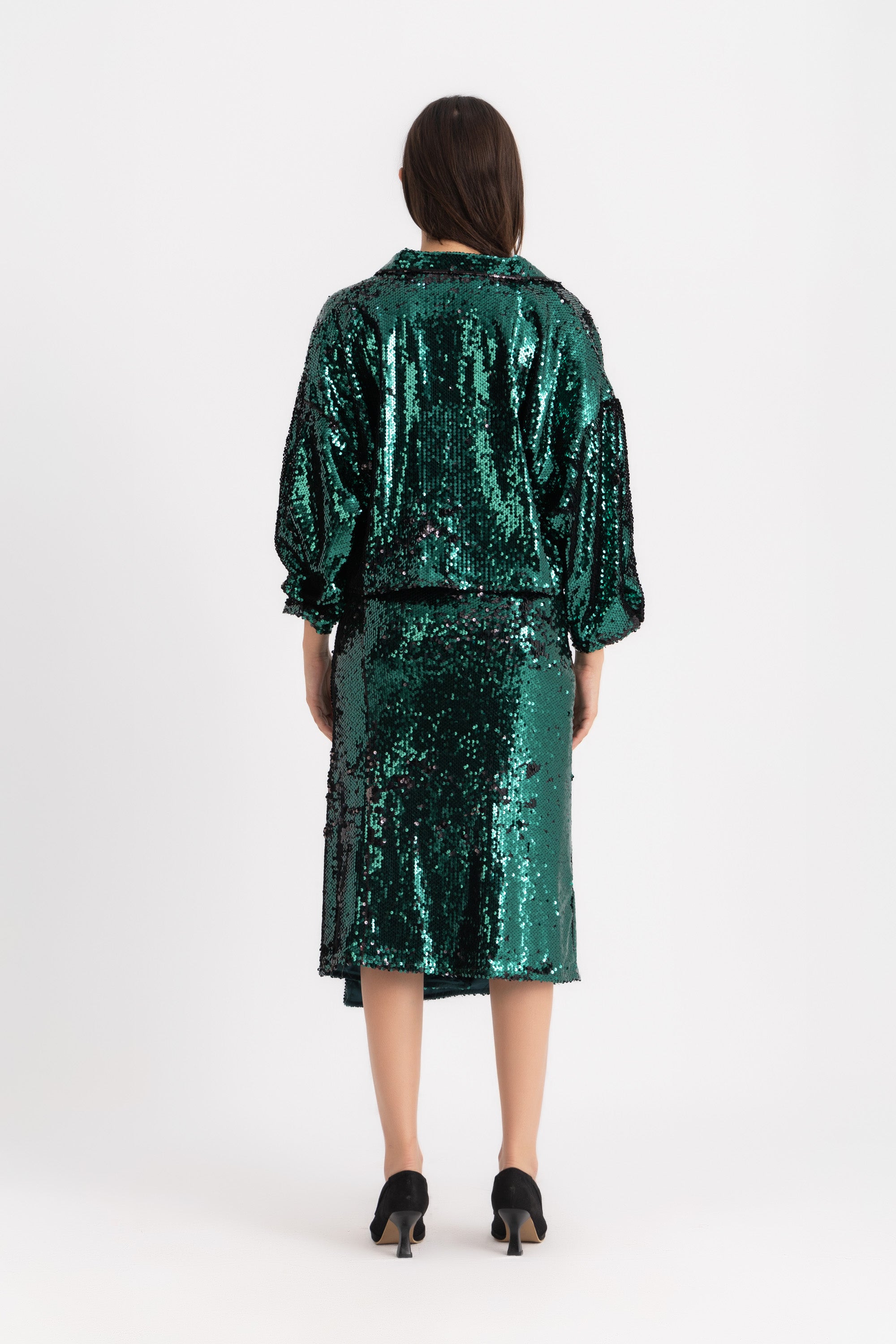Maya Wrapped Skirt - Green Sequin