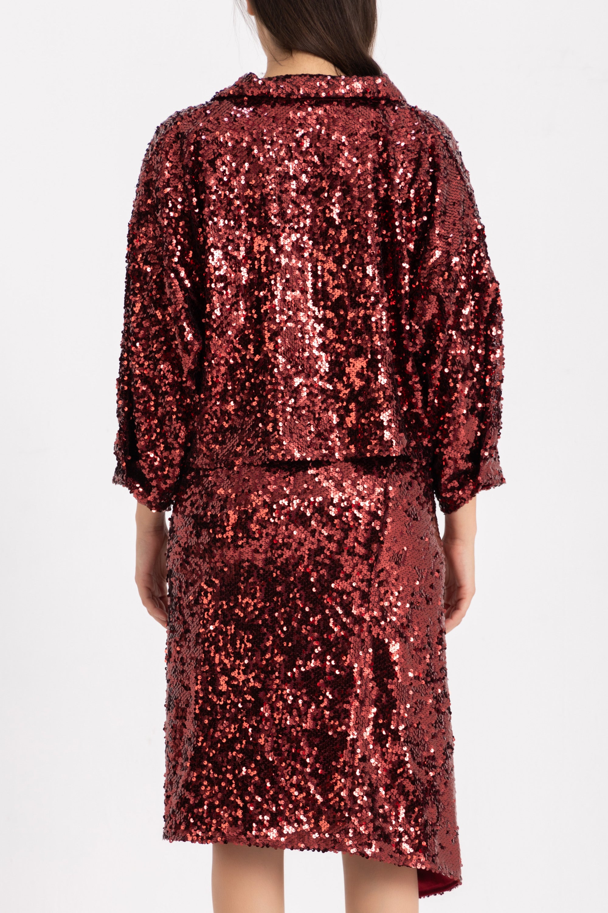 Maya Wrapped Skirt - Wine Sequin