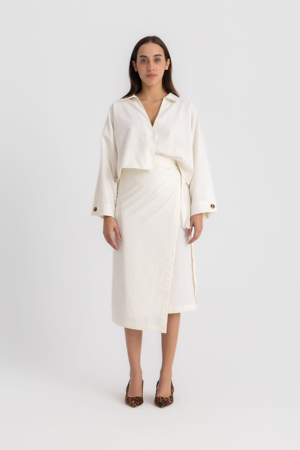 Pola Cropped Shirt - Offwhite