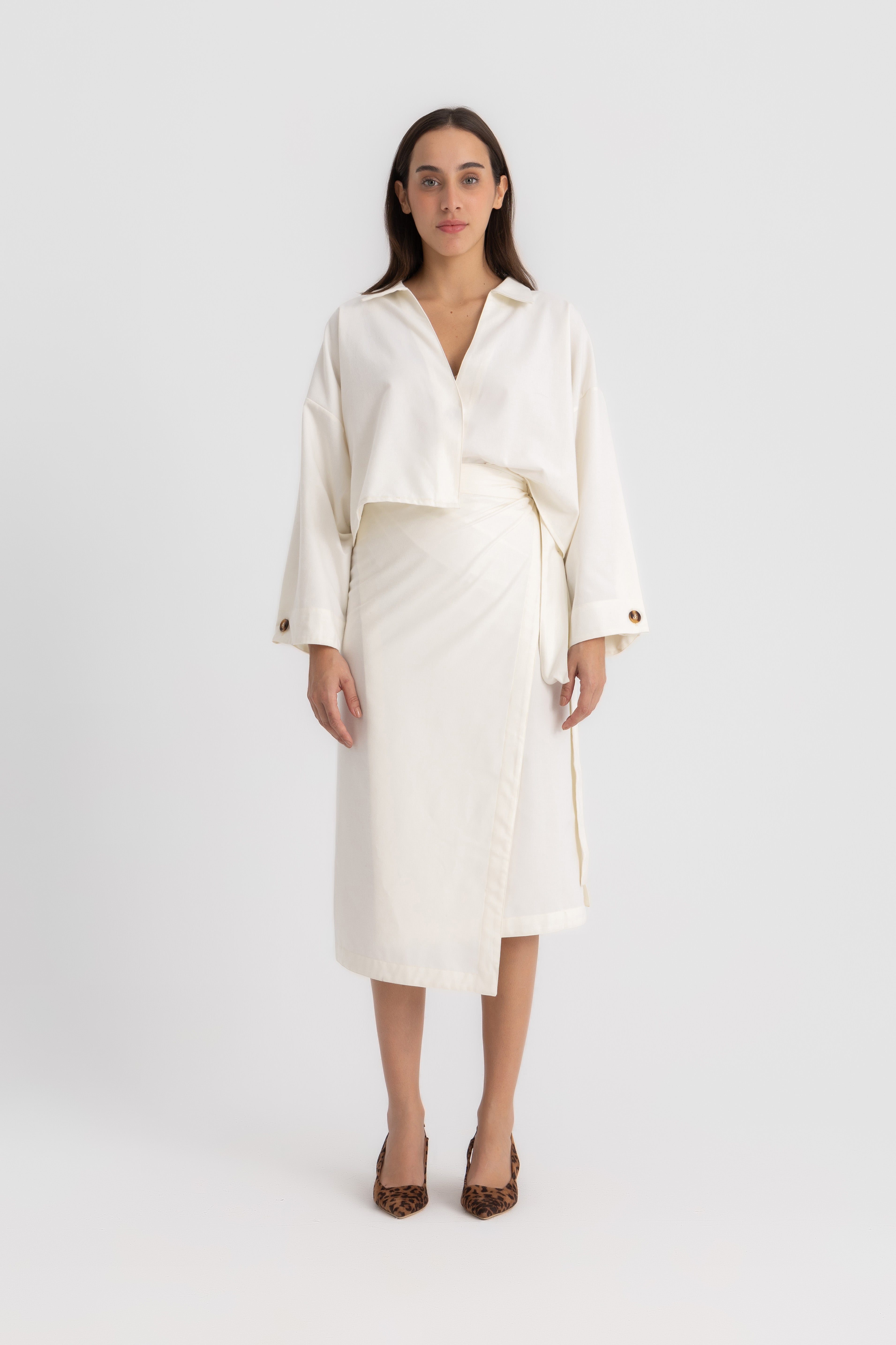 Pola Cropped Shirt - Offwhite