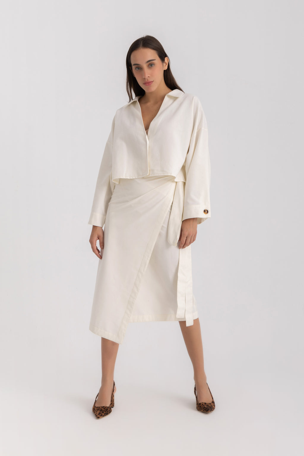 Pola Cropped Shirt - Offwhite