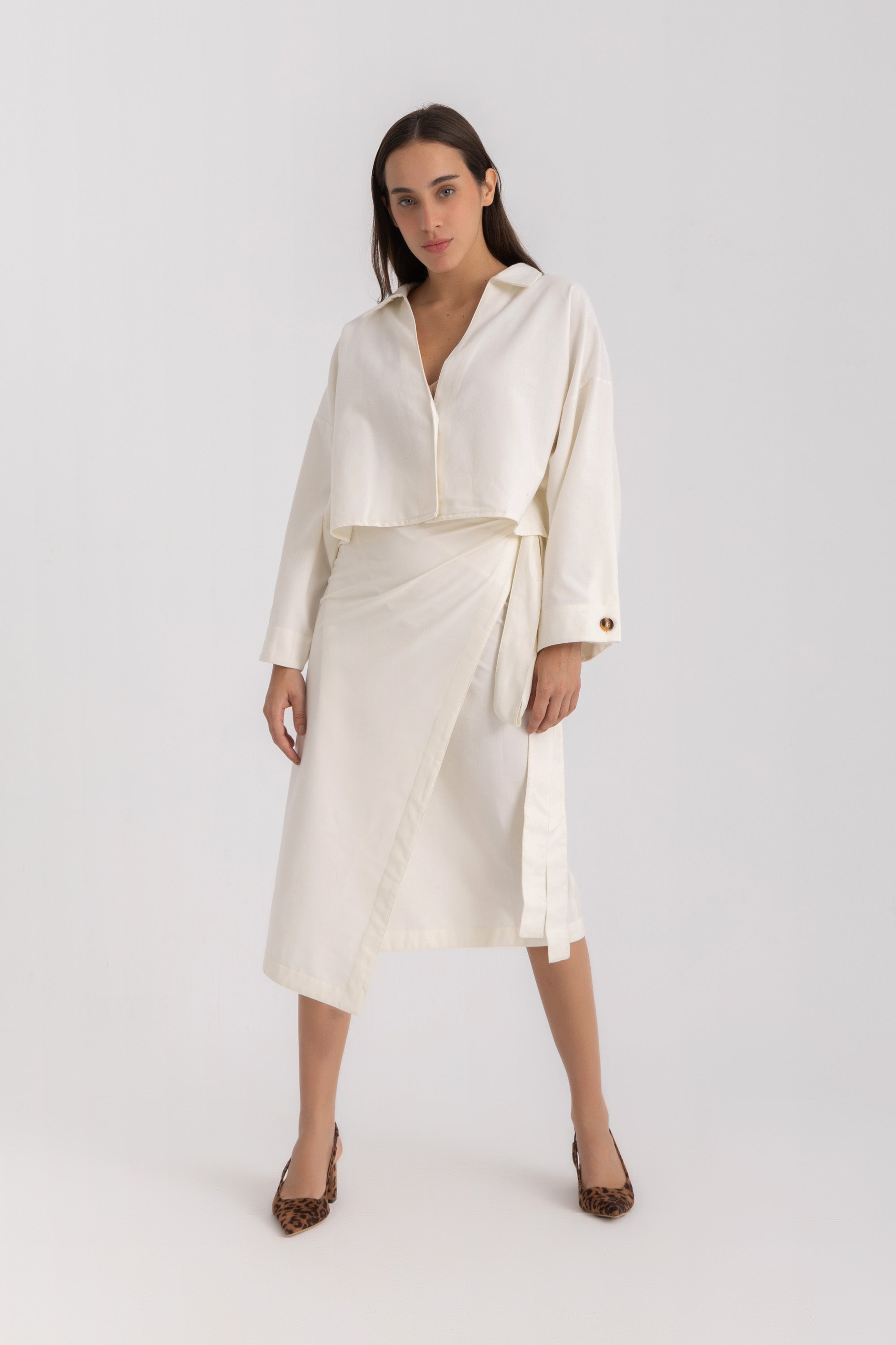 Pola Cropped Shirt - Offwhite