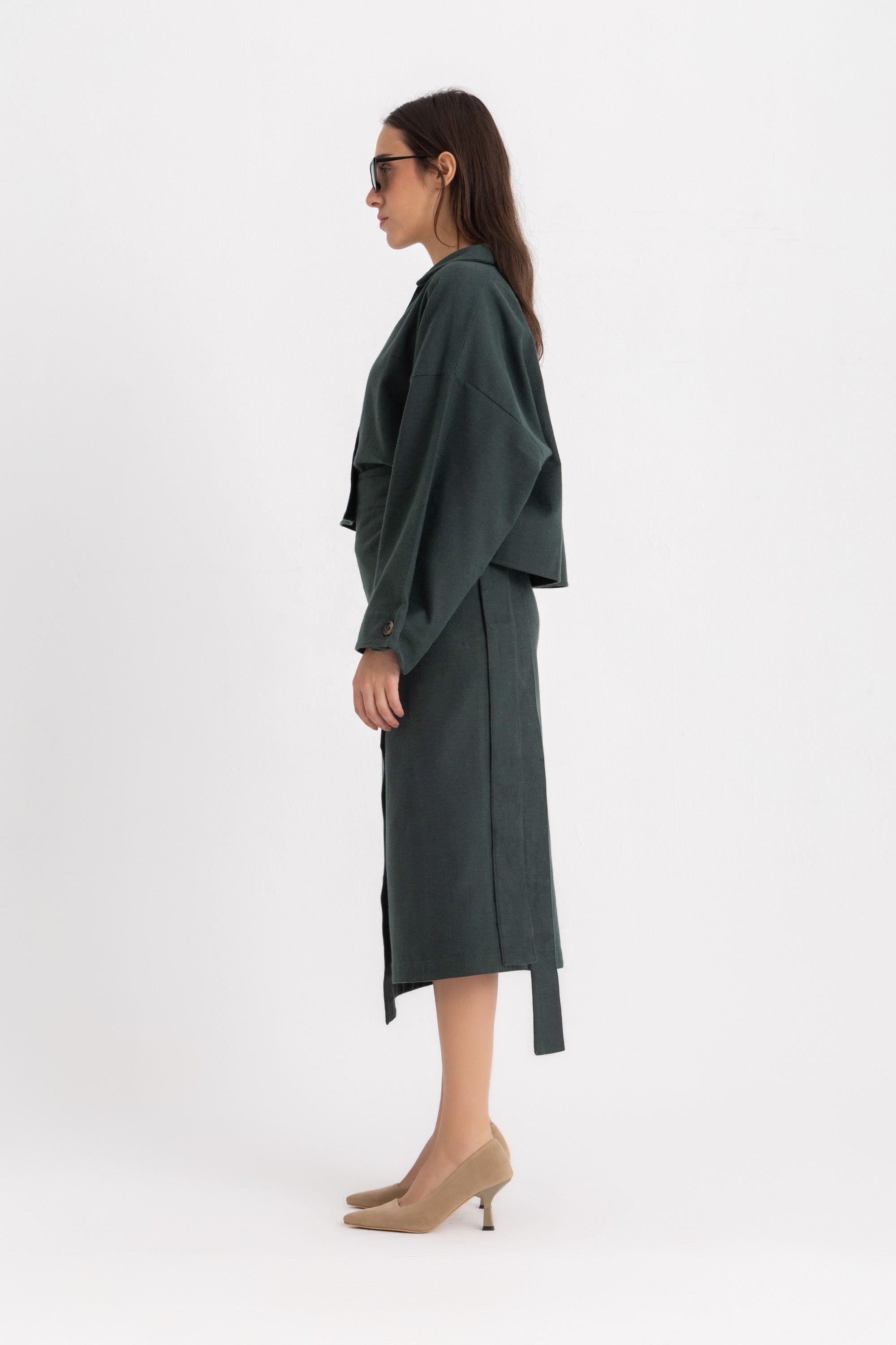 Pola Cropped Shirt - Green