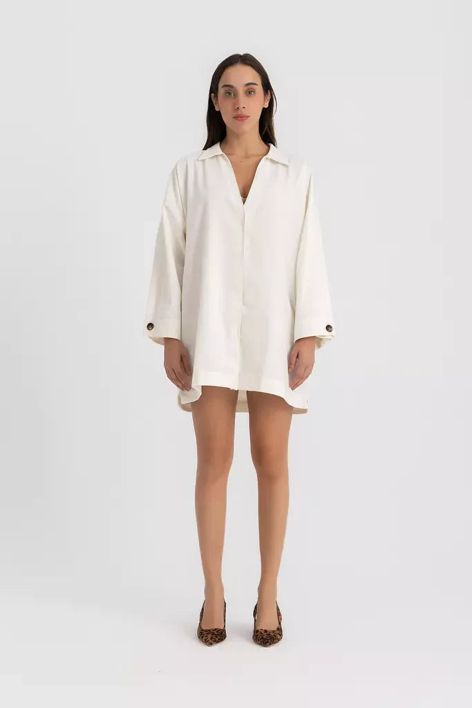 Pola Mini Shirt Dress - Offwhite