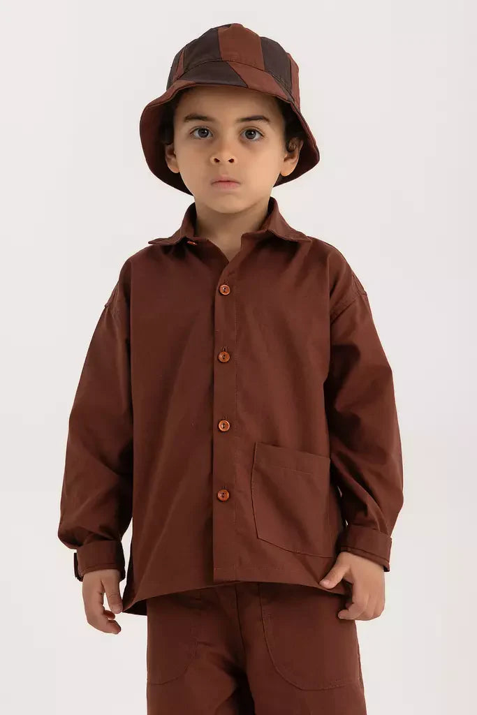 Kiko Kids Long Sleeve Shirt - Chestnut Oxford