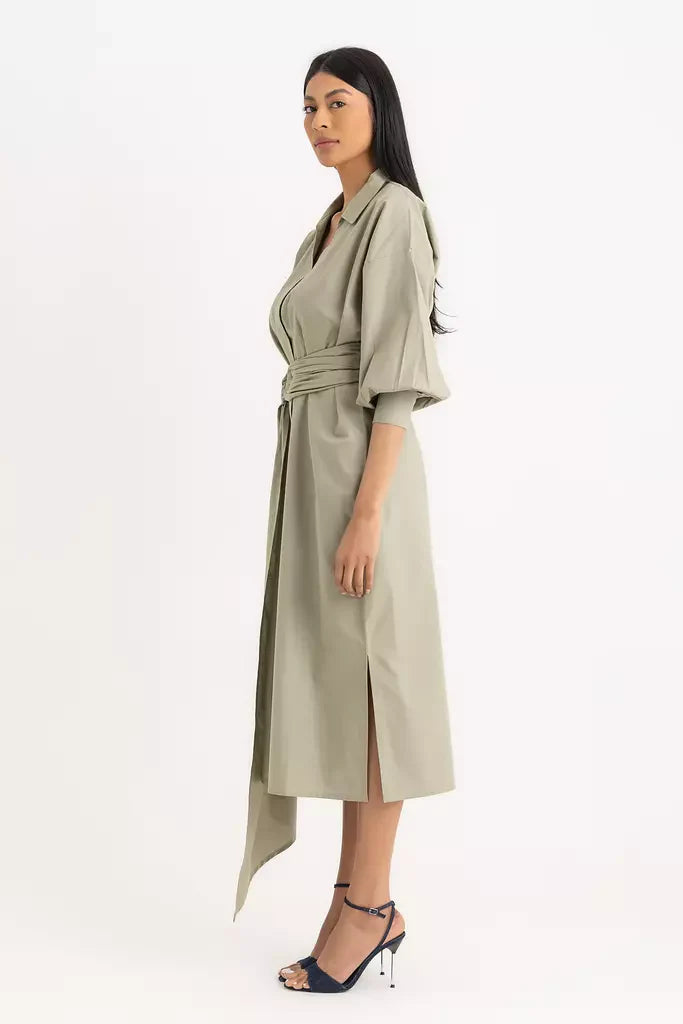 Pola Shirt Dress - Sage Green Oxford