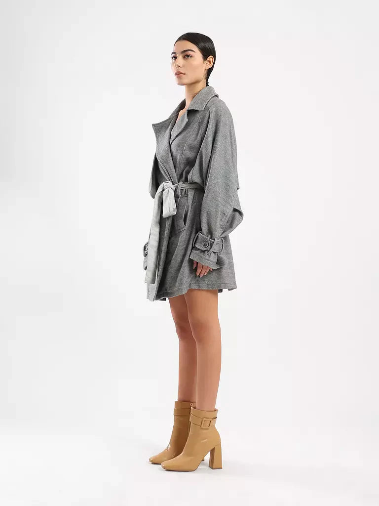 Sophia  Trench Coat - Dark Grey