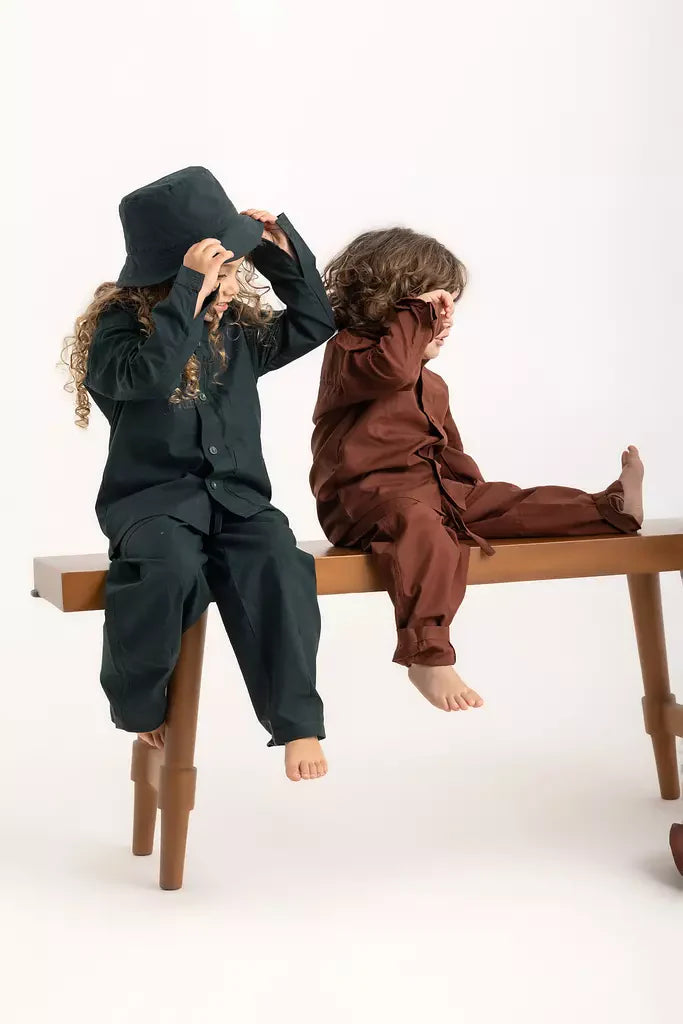 Kiko Kids Long Sleeve Shirt - Chestnut Oxford