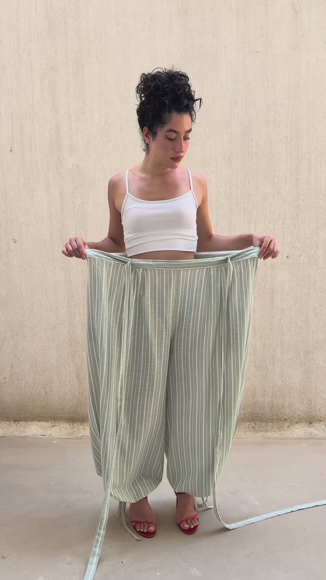 Magic Relaxed Pants - Green Striped