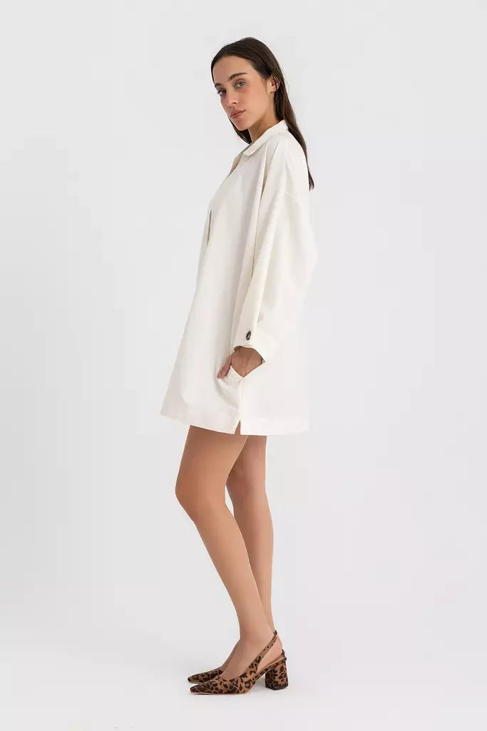Pola Mini Shirt Dress - Offwhite