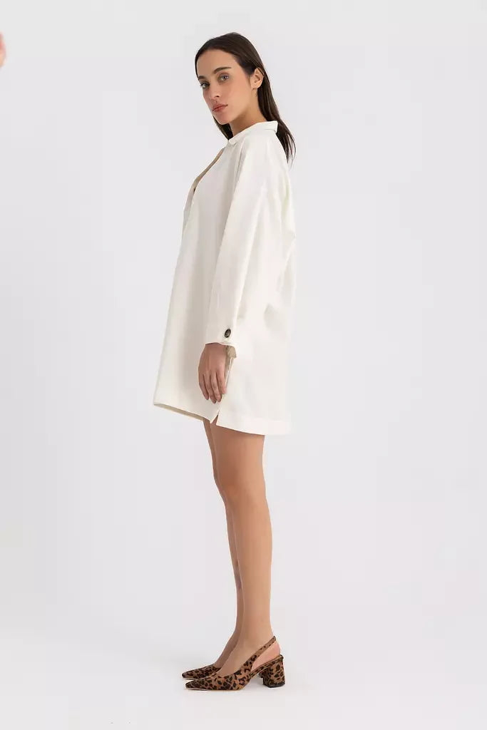 Pola Mini Shirt Dress - Offwhite