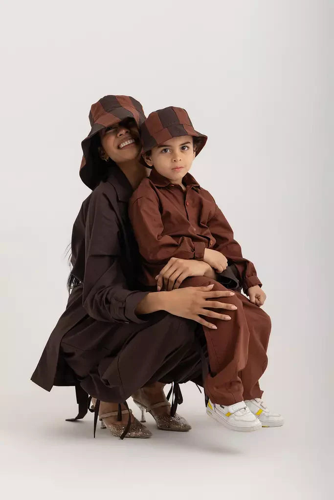 Coucou Kids Bucket Hat - Forest Green Oxford