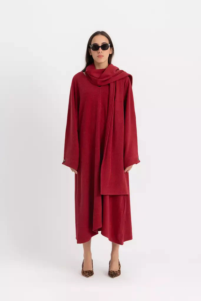 Alina Scarf Dress - Wine