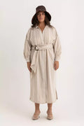 Pola Shirt Dress - Beige Striped