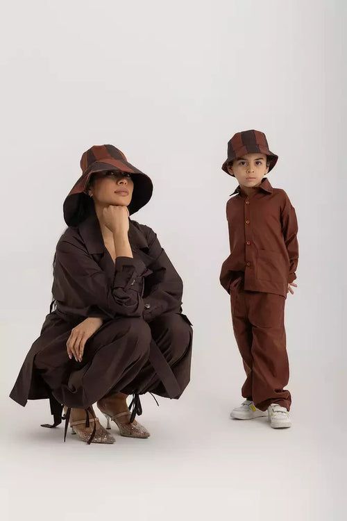 Coucou Kids Bucket Hat - Forest Green Oxford