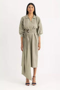 Pola Shirt Dress - Sage Green Oxford