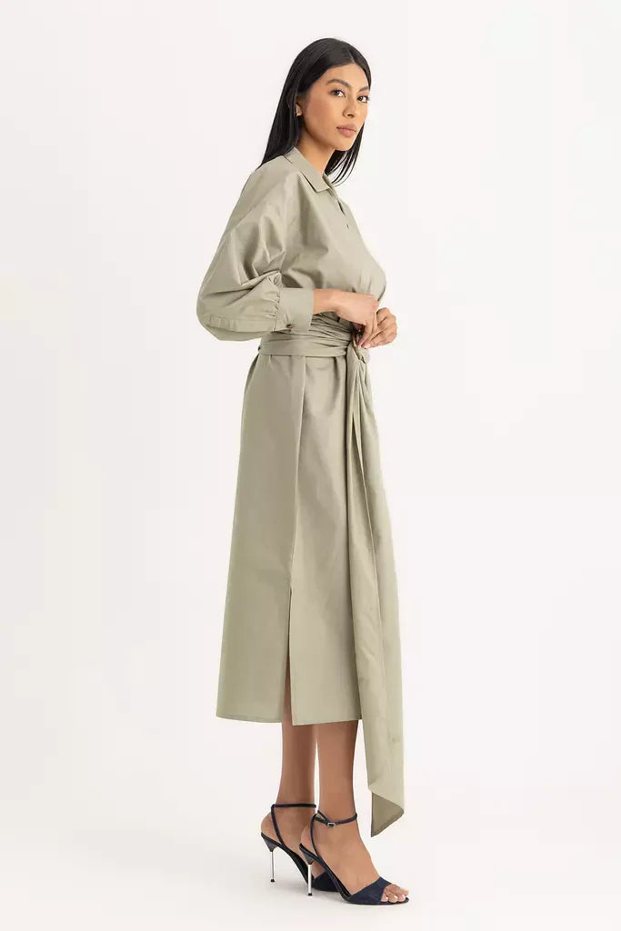 Pola Shirt Dress - Sage Green Oxford