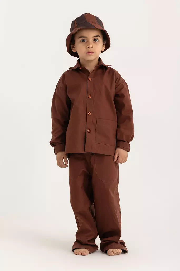 Kiko Kids Long Sleeve Shirt - Chestnut Oxford