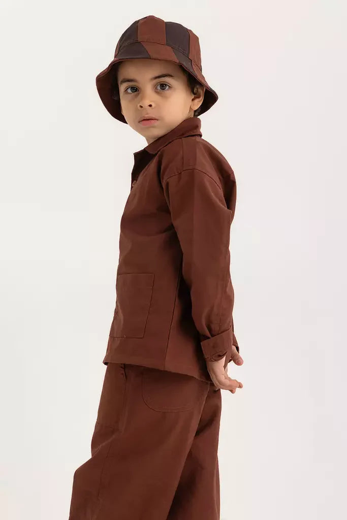 Kiko Kids Long Sleeve Shirt - Chestnut Oxford